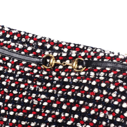 Gucci Skirt Size 42 Tweed Sequins Bit Hardware Belt Decoration Michele Period