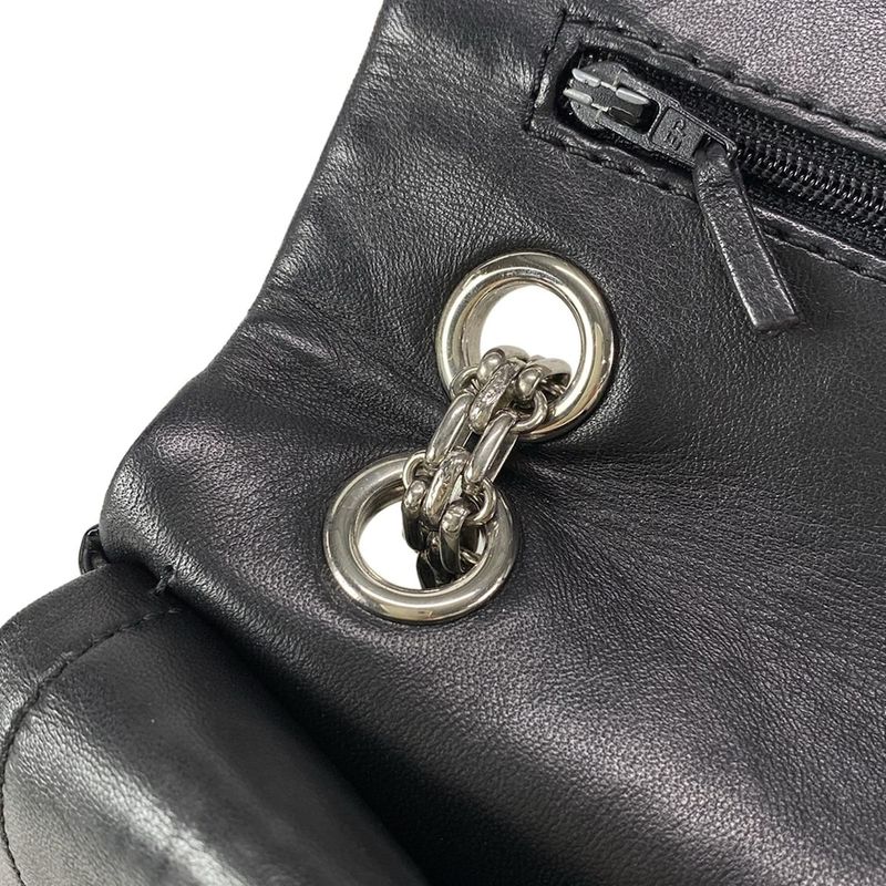 Chanel Shoulder Bag Double Flap Matelasse /255 Black Silver Hardware / Chain