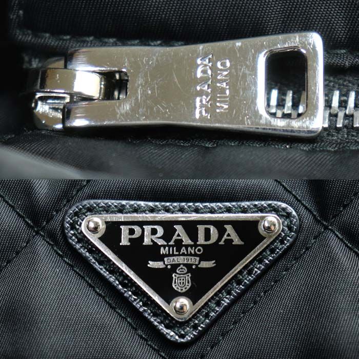 Prada Quilted Chain Tote Bag Black 1bg017 Ladies Preowned
