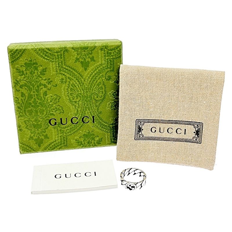 Gucci Silver Interlocking Wide Ring 4.3g 925 Engraved 307449 Ring with Box