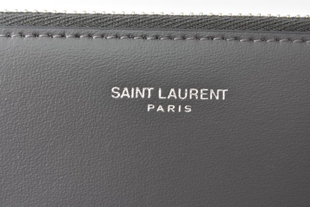 Unused Saint Laurent Paris Flap Pouch Clutch Bag Gray