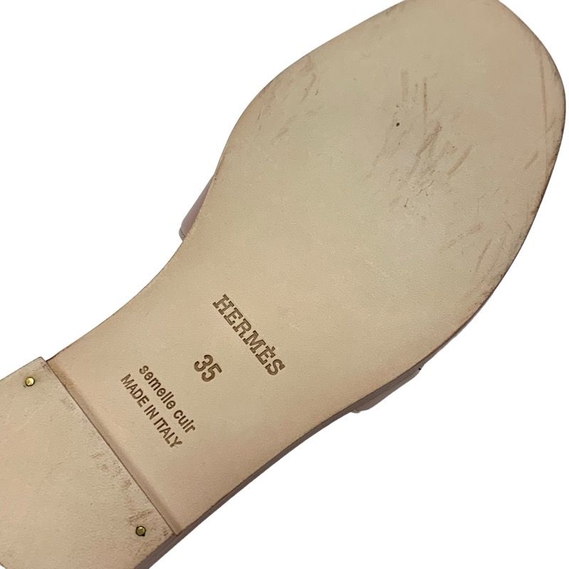 Hermes Oran Sandals Shoes Leather Pink Black Flat Sandals Mules