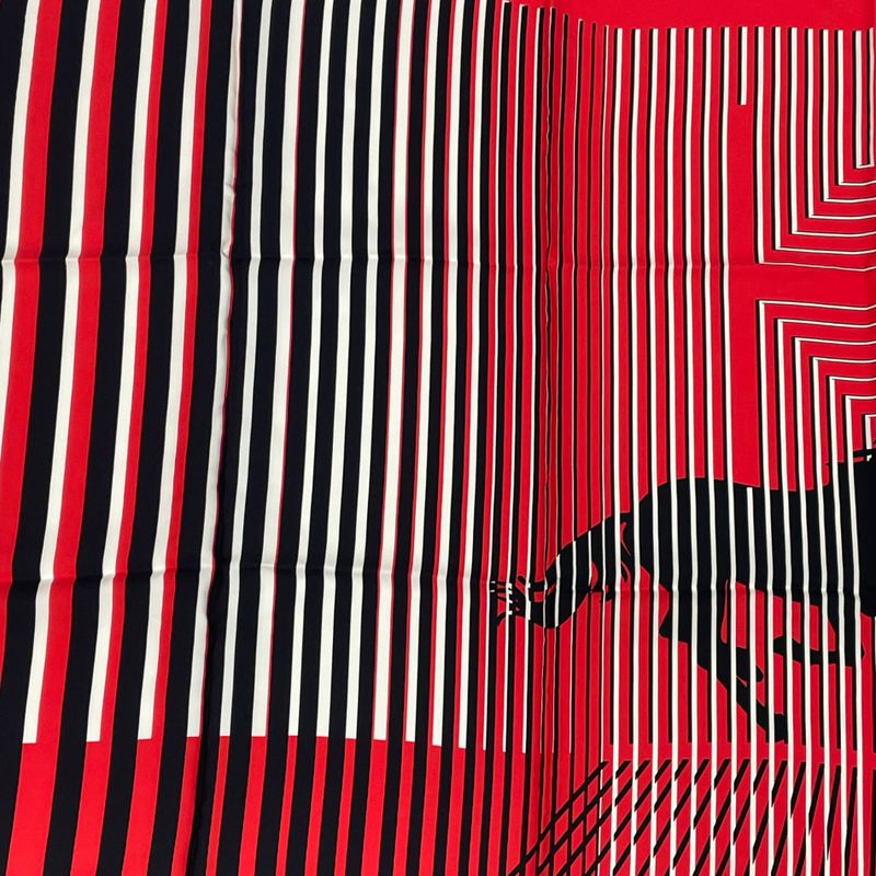 Hermes Carre 90 Mouchoir Imprime H AU Galop Horse Print Red