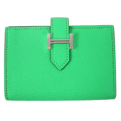 Hermes Bearn Mini Vert Comic Silver Hardware Chevre Misol Bifold Card Case