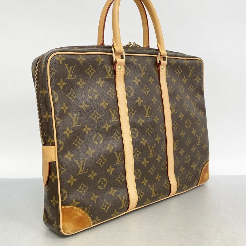 Louis Vuitton Briefcase Monogram Porte Documents Voyage M53361 Brown Men's