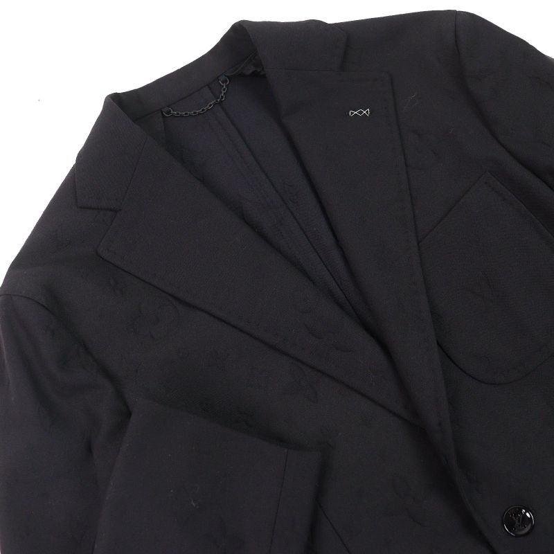 Louis Vuitton 23AW Wool Monogram Allover Pattern Single Tailored Jacket Black