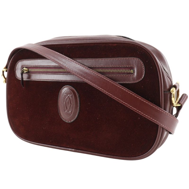 Cartier Must Line Suede And Calf Bordeaux Women's Shoulder Bag