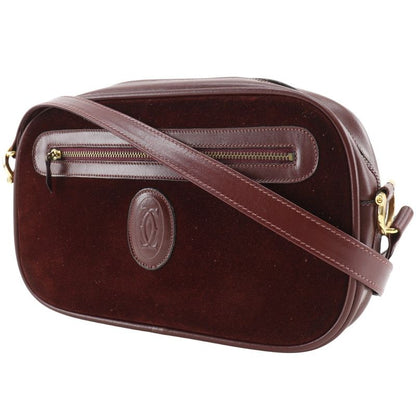 Cartier Must Line Suede And Calf Bordeaux Women's Shoulder Bag