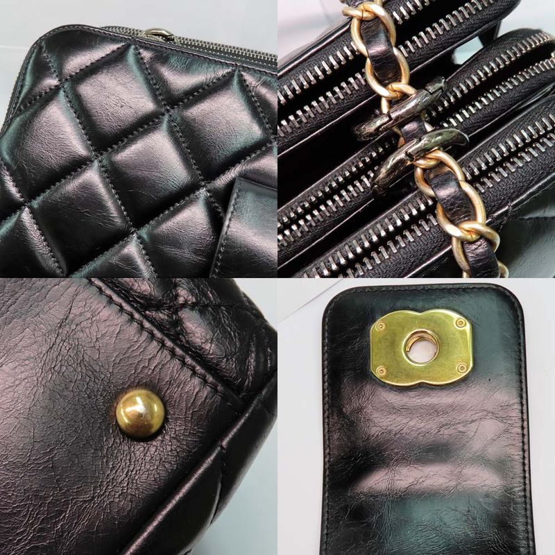 Chanel Matelasse Chain Shoulder Bag Bow-ring Black Antique Hardware No