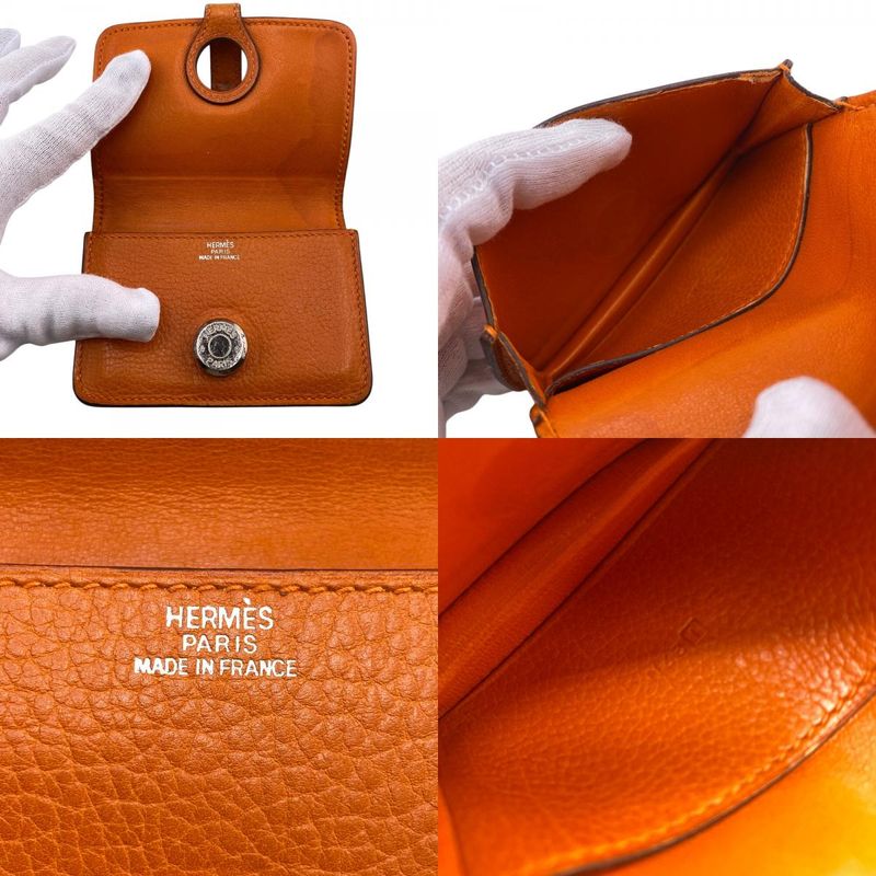 Hermes Dogon Card Case Wallet Brand Orange Unisex