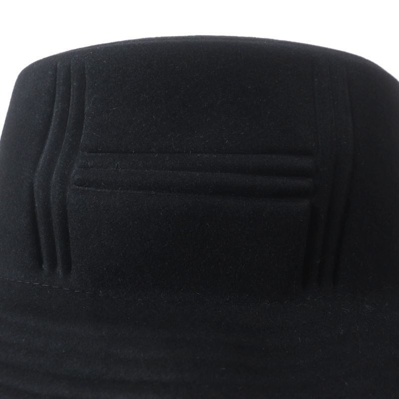 Hermes Dalton 100% Wool Chevron H Felt Hat Black 59 With Box And Storage Bag