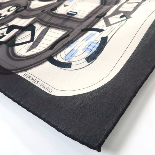 Hermes Carre H 100 Shawl Imprimeur Flou 70% Wool 30% Silk Gray Shawl Box Hermes