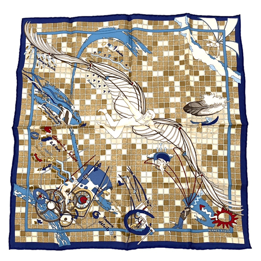 Hermes Dajarlecant Flying Technique Handkerchief Scarf 100% Silk Scarf Multicolo