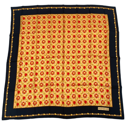 YVES Saint Laurent Yves Saint Laurent Scarf Heart Chain Pattern 100% Silk