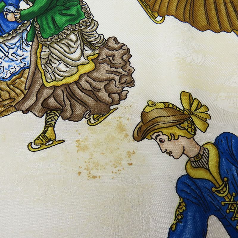 Hermes Scarf Carré 90 Joies D'hiver Winter Pleasures Silk Red Ivory Gold Large