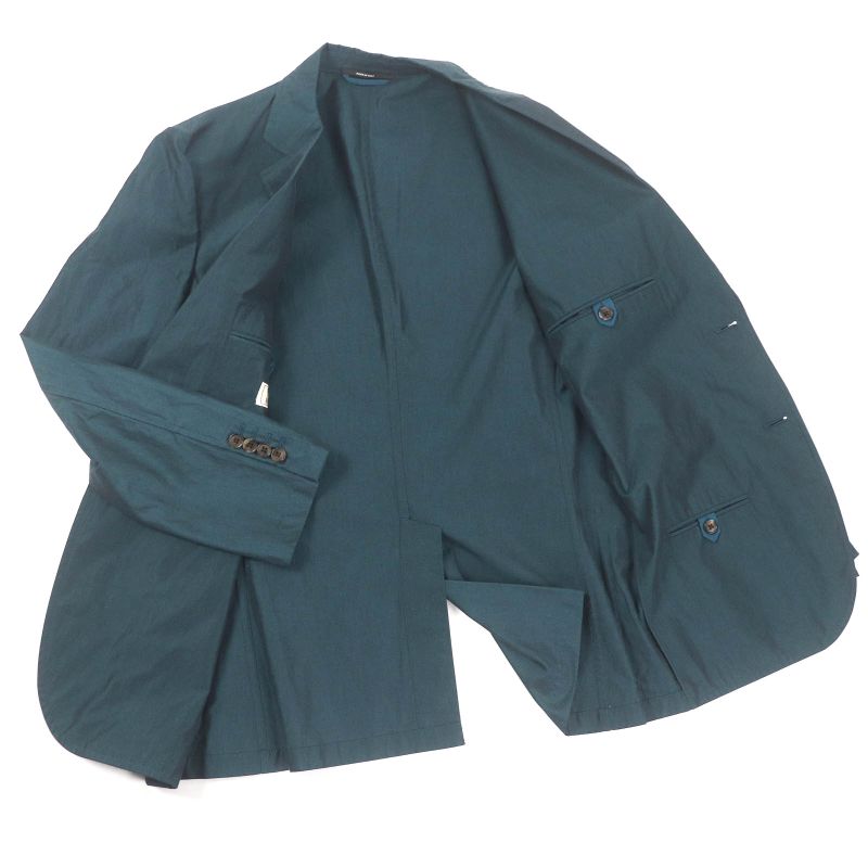 Hermes Cotton Single Ancon Jacket Tailored Jacket Bleather Green 48 Made In