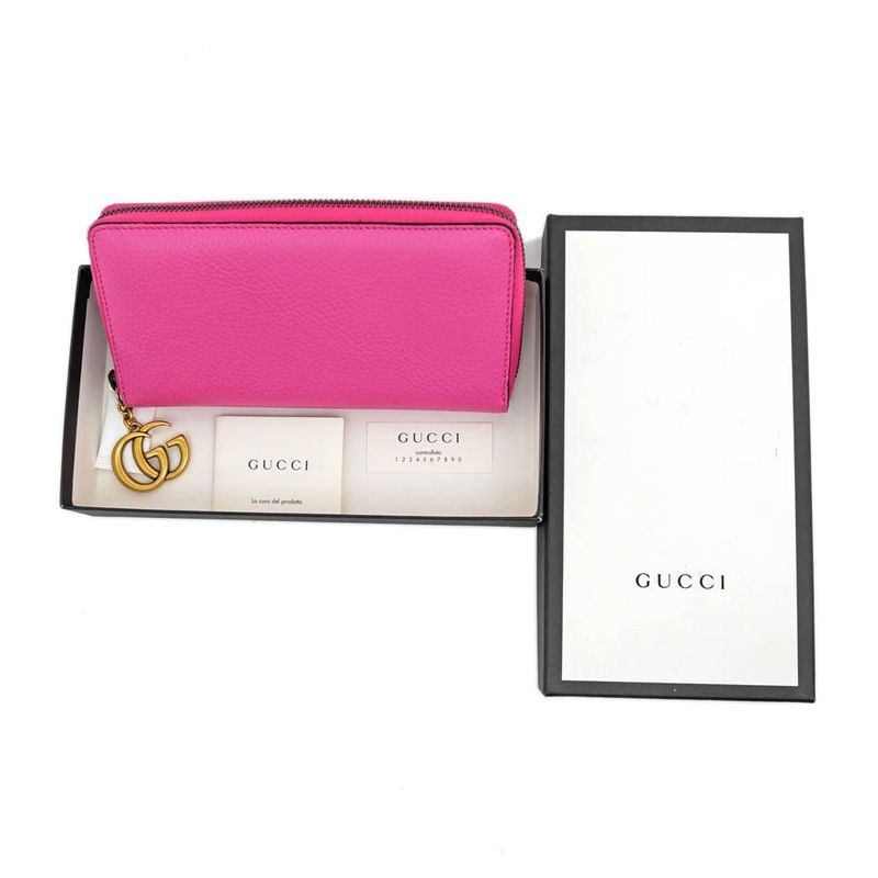 Gucci GG marmont Zip Around 409392 1147 Pink Long Wallet