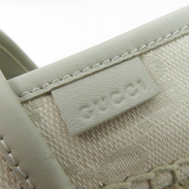 Gucci 466902 GG Canvas Leather Espadrilles Slip-ons Light Beige 37.5 With Box