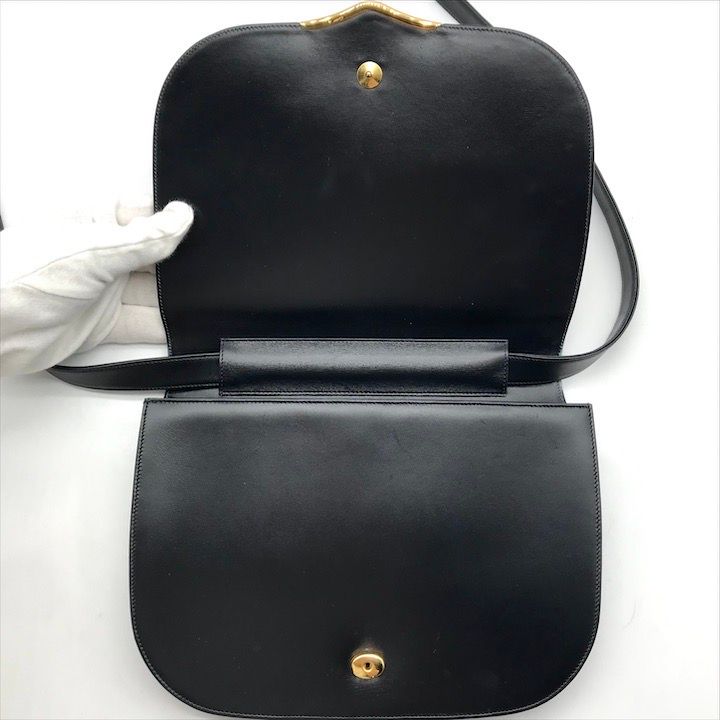 Cartier Sapphire Leather Gold Shoulder Bag Navy Purse
