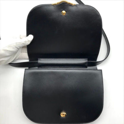 Cartier Sapphire Leather Gold Shoulder Bag Navy Purse