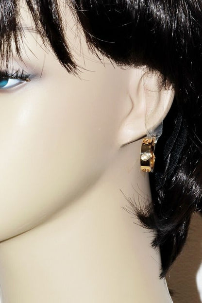 Cartier Hoop Earrings 18K Yellow Gold 2P Diamonds (015ct) Love Earrings B8022900