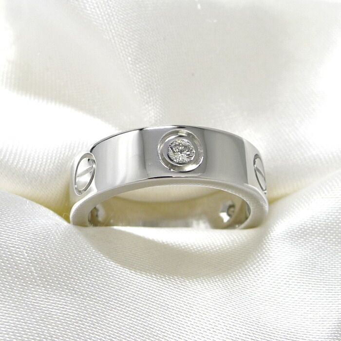 Cartier Love Ring 750wg 18K White Gold White Togo Old Diamonds Size 50 Approx