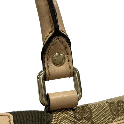 Gucci Handbag GG Pattern 247205 Dark Brown And Beige Mini Boston Leather