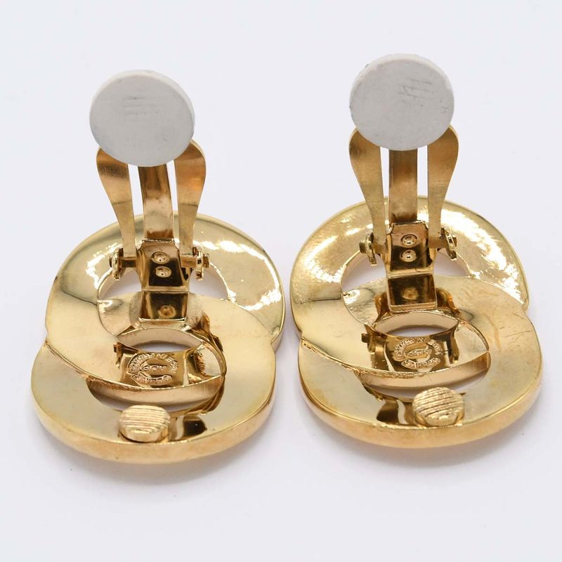 Celine Circle Logo Earrings Gold Color Accessories Ladies With Storage Bag H1915
