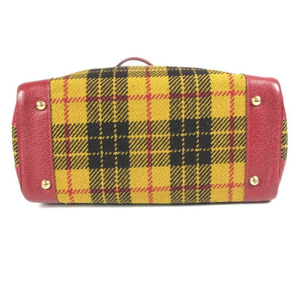 Hermes Shoulder Bag Gallop Check Wool Red