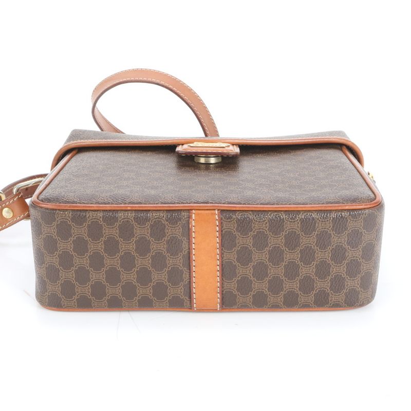 Vintage Celine Macadam Leather Shoulder Bag Crossbody Brown Tote Women's RRE