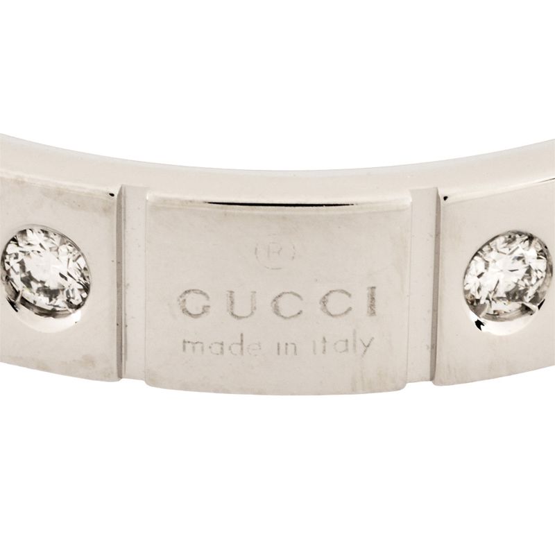 Gucci Icon Heart Ring With Diamonds 18K White Gold 50g Ladies