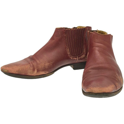 Hermes Side Gore Leather Boots Red 41 1 2