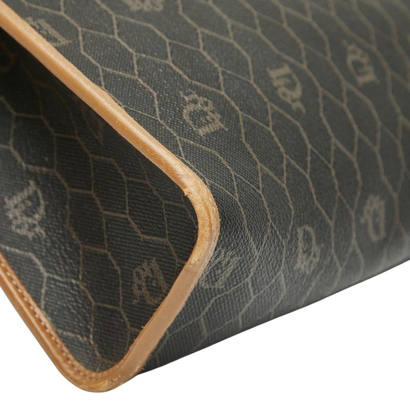 Dior Honeycomb Black Brown PVC Leather Women's Dior