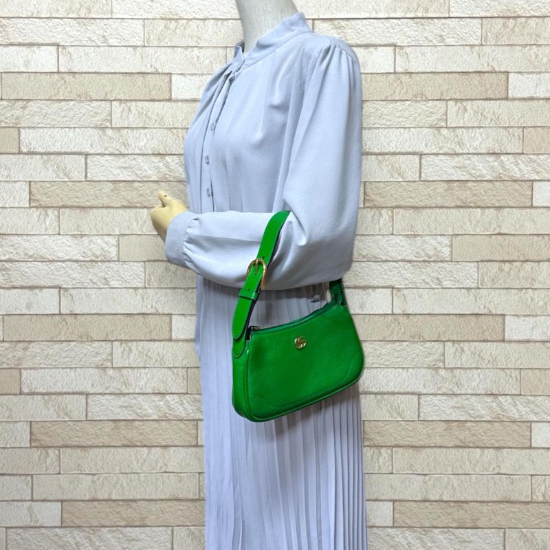 Gucci Aphrodite Mini GG Marmont Handbag Leather 739076 Green Ladies Gucci