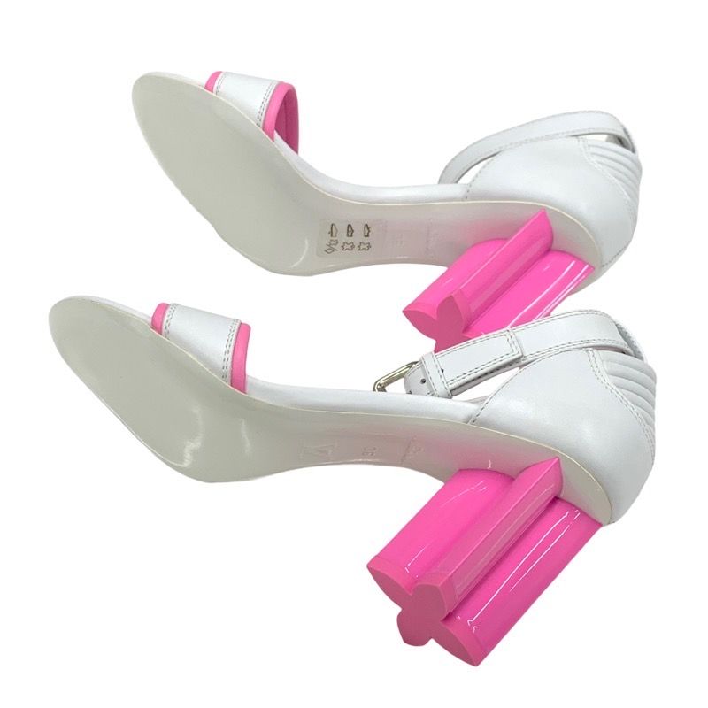 Louis Vuitton Silhouette Line Sandals Shoes Leather White Pink White Unused