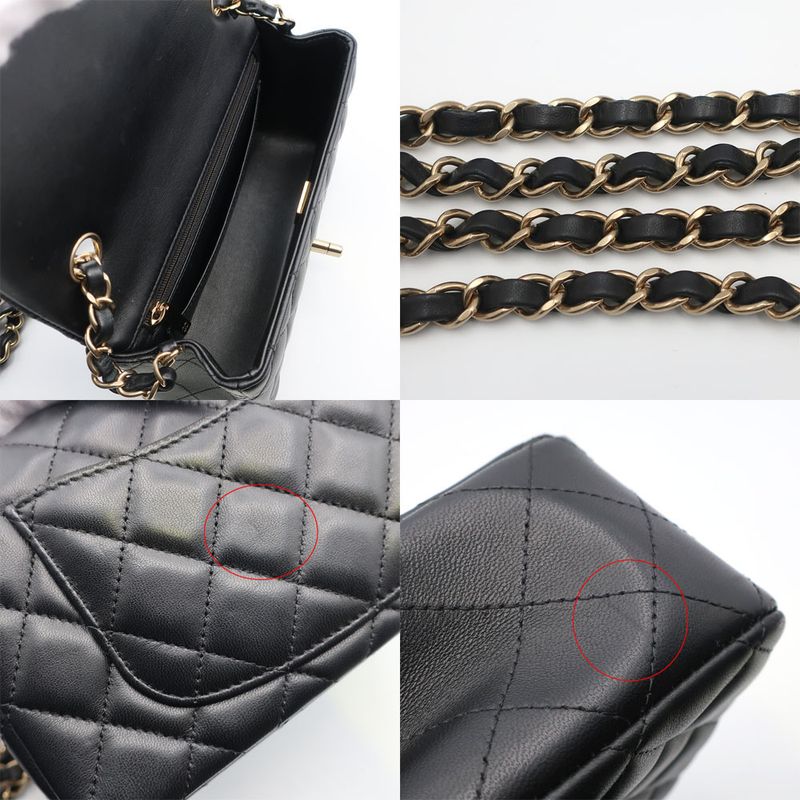 Chanel Mini Matelasse Chain Shoulder - Black Gold Hardware Single