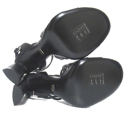 Unused Christian DIOR Tattoo Leather Ankle Strap High Heel Sandals 35.5d