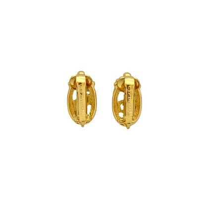 Christian Dior CD Logo Necklace Earrings Set Accessories Gold 55862 With Case