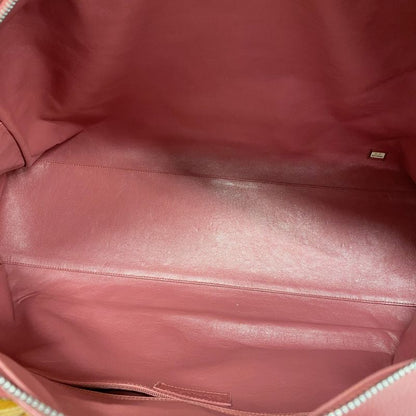 Chanel Boston Bag Matelasse Leather Patent Leather Pink Silver Hardware Men