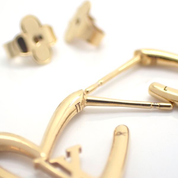 Louis Vuitton Book De Reuil Heart Fallen Love PM Earrings M00463 Gold Color GP