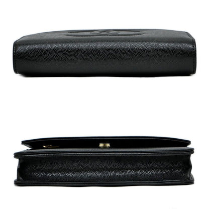 Chanel Chain Wallet Ap4653 Grained Shiny Calfskin Black Gold Hardware