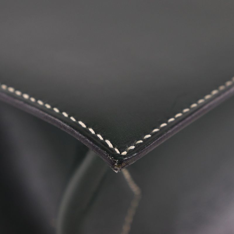 Hermes Lucy PM Box Calf Dark Green □B Ladies Handbag