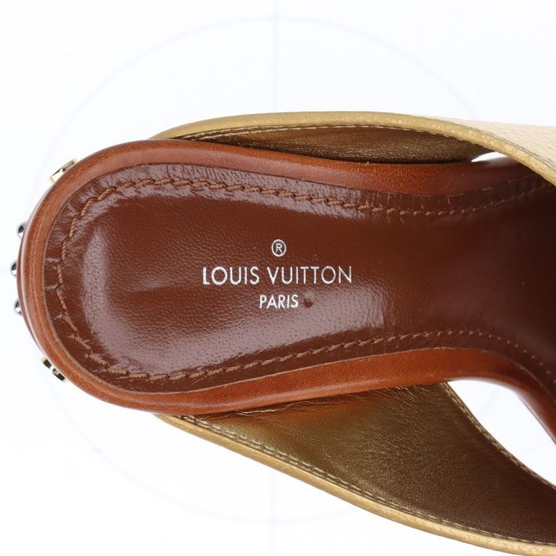Louis Vuitton '18 Studded Leather Sandals Women's 36 Sc0138 Gold Made In Italy