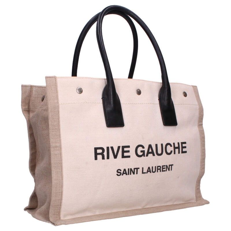 Saint Laurent Paris RIVE Gauche Rive Gauche 617481 Logo Print Canvas Tote Bag