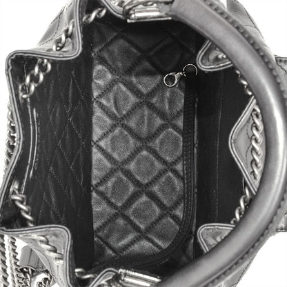Chanel Matelasse Backpack Black Silver Hardware Drawstring Coco Mark