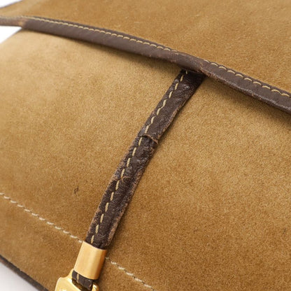 Loewe Anagram Shoulder Bag Messenger Bag Crossbody Suede Leather Khaki Beige