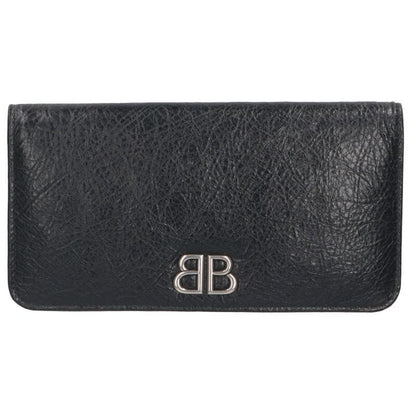 Balenciaga 765428 Monaco BB Logo Leather Long Wallet For Men