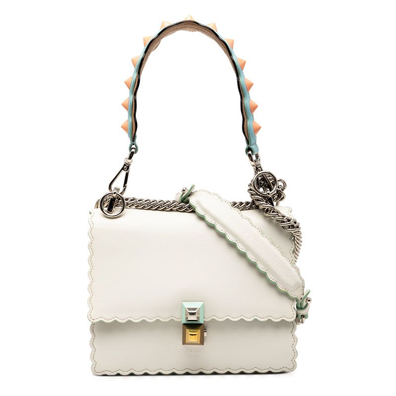 Fendi Mini Canai Handbag Shoulder Bag 2WAY 8m0381 White Leather Women's Fendi