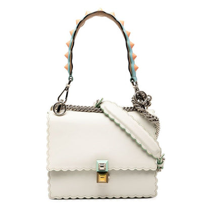 Fendi Mini Canai Handbag Shoulder Bag 2WAY 8m0381 White Leather Women's Fendi