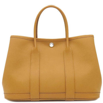 Hermes Tote Garden Party TPM Vaux Epson Sesame Silver Hardware Brown Engraved Z